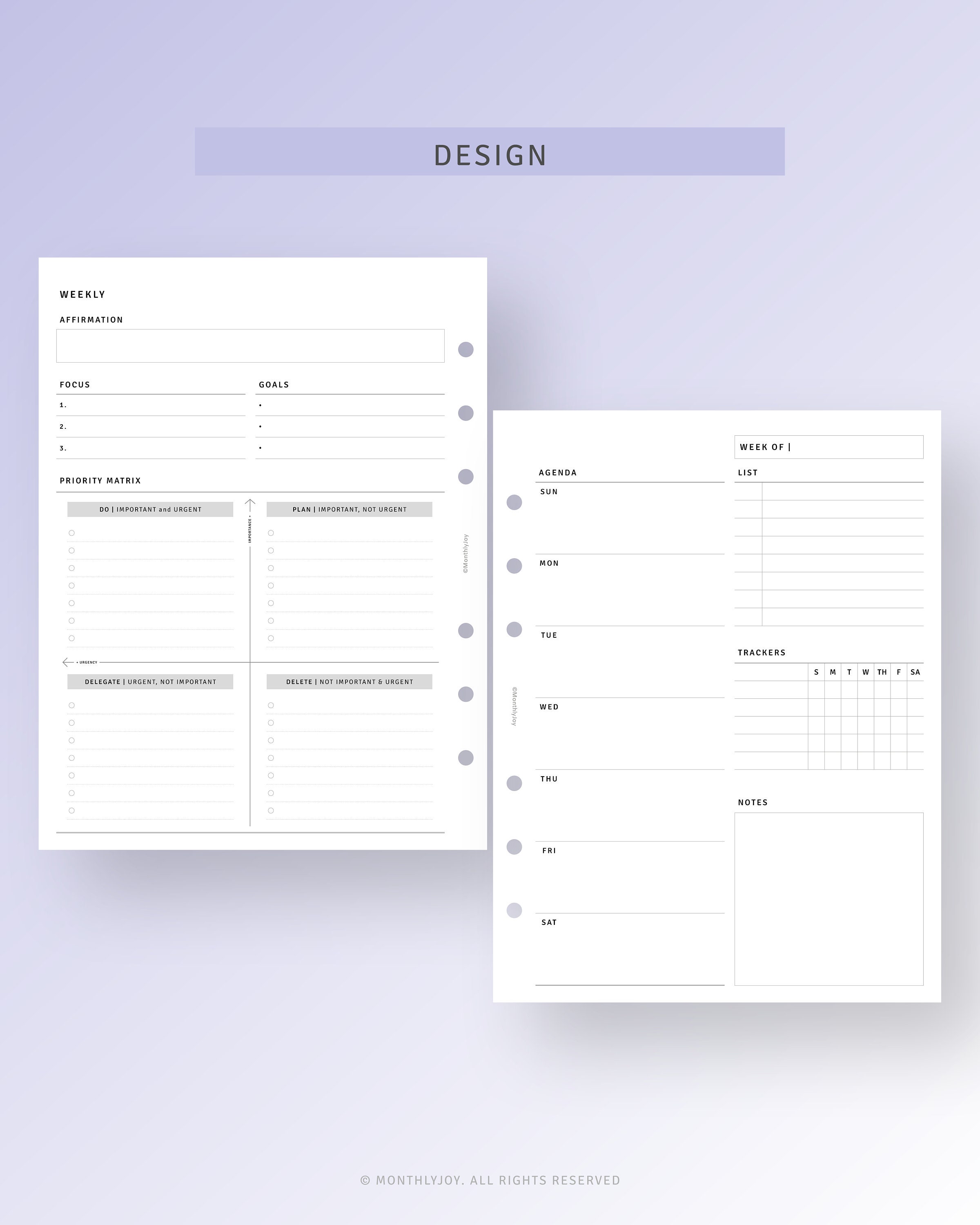 Undated Weekly Planner With Priority Matrix B6 Inserts Printable Weekly ...
