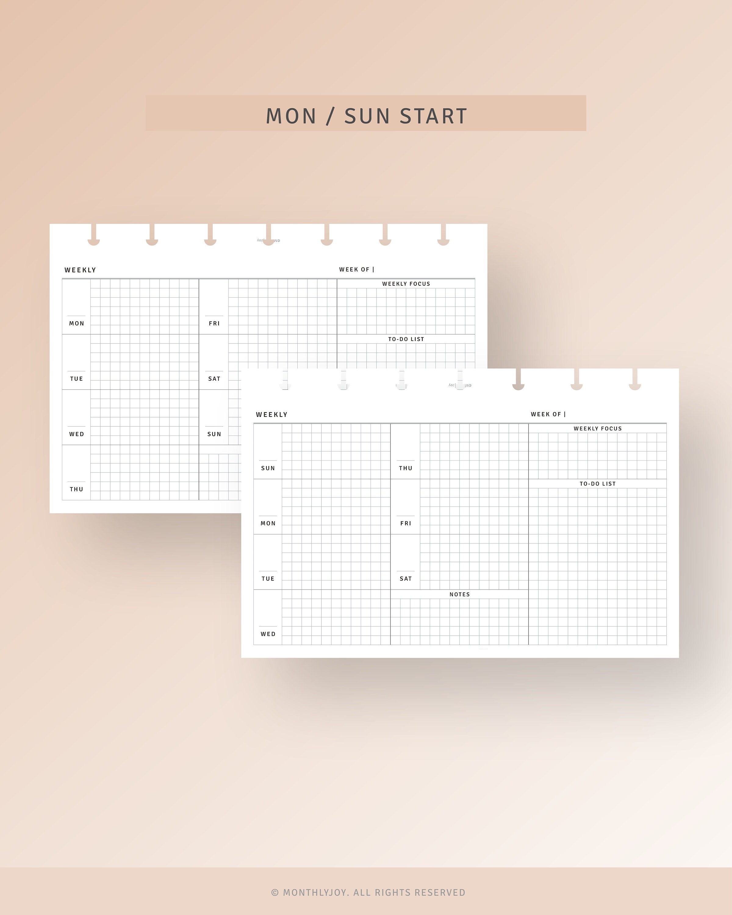 Week on One Page, HP Mini Inserts Printable Weekly Planner PDF Template ...
