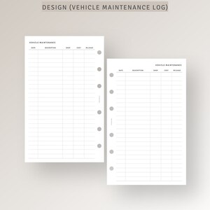 Car Maintenance Log FC Compact Inserts Printable Vehicle Service ...