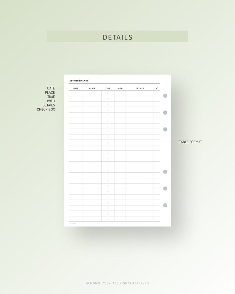 Appointment Tracker Printable Personal Wide Inserts, Doctor's Meeting ...