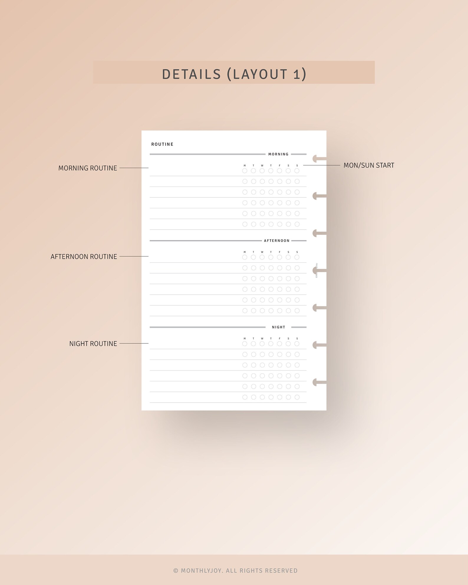 7 Day Routine Layout Routine Planner HP Mini Inserts Printable Morning Night Habit Tracker ...