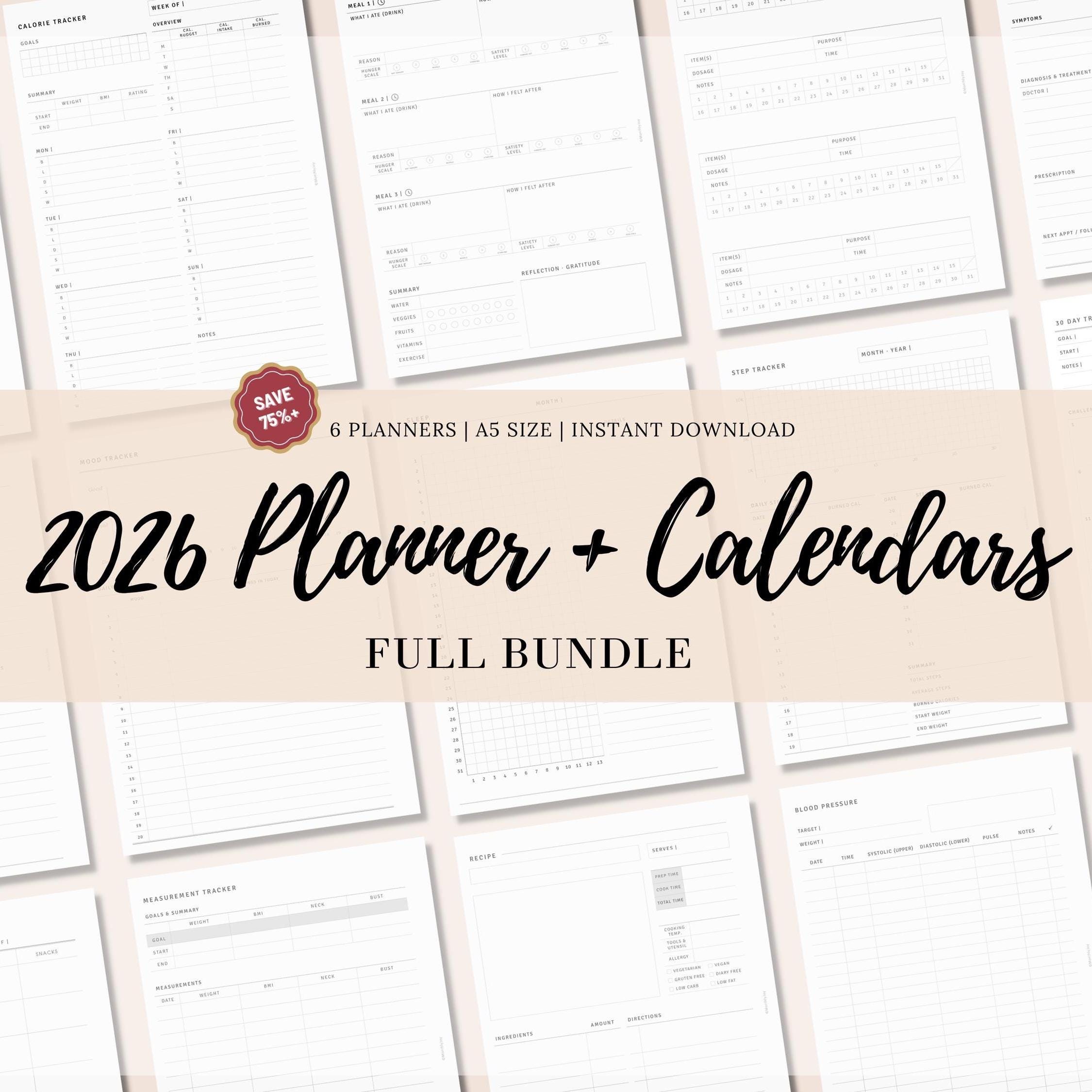 2026 A5 Planner Bundle, Ultimate Printable Inserts — Weekly, Monthly ...