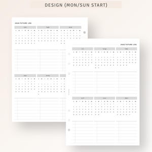 2026 Future Log Printable Insert A5, Year at a Glance Planner Refill ...