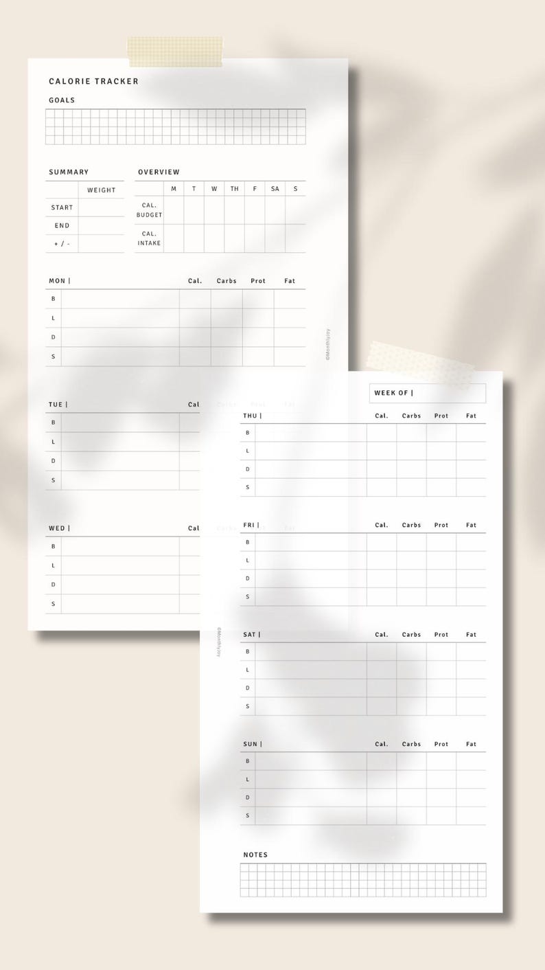 Personal, Calorie Tracker Printable Food Diary Journal Template, Daily ...