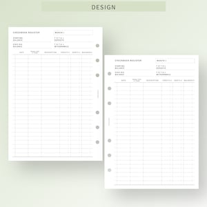 Check Register Printable Personal Wide Inserts, Spending Tracker ...