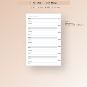 Password Tracker HP Mini Inserts Printable, Password Log Template ...