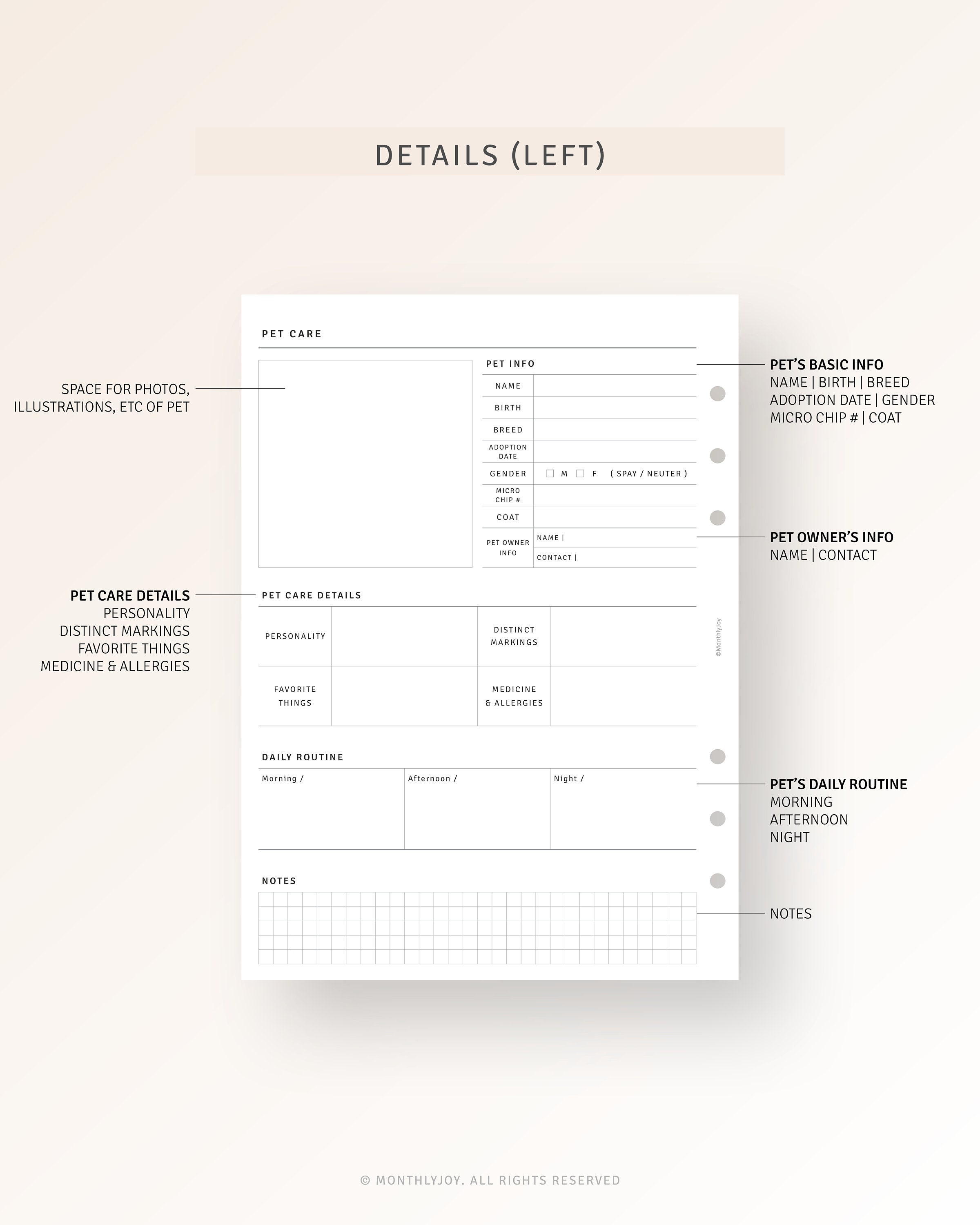 Pet Care Planner Inserts A5 Printable Puppy Health Tracker Planner, Dog ...