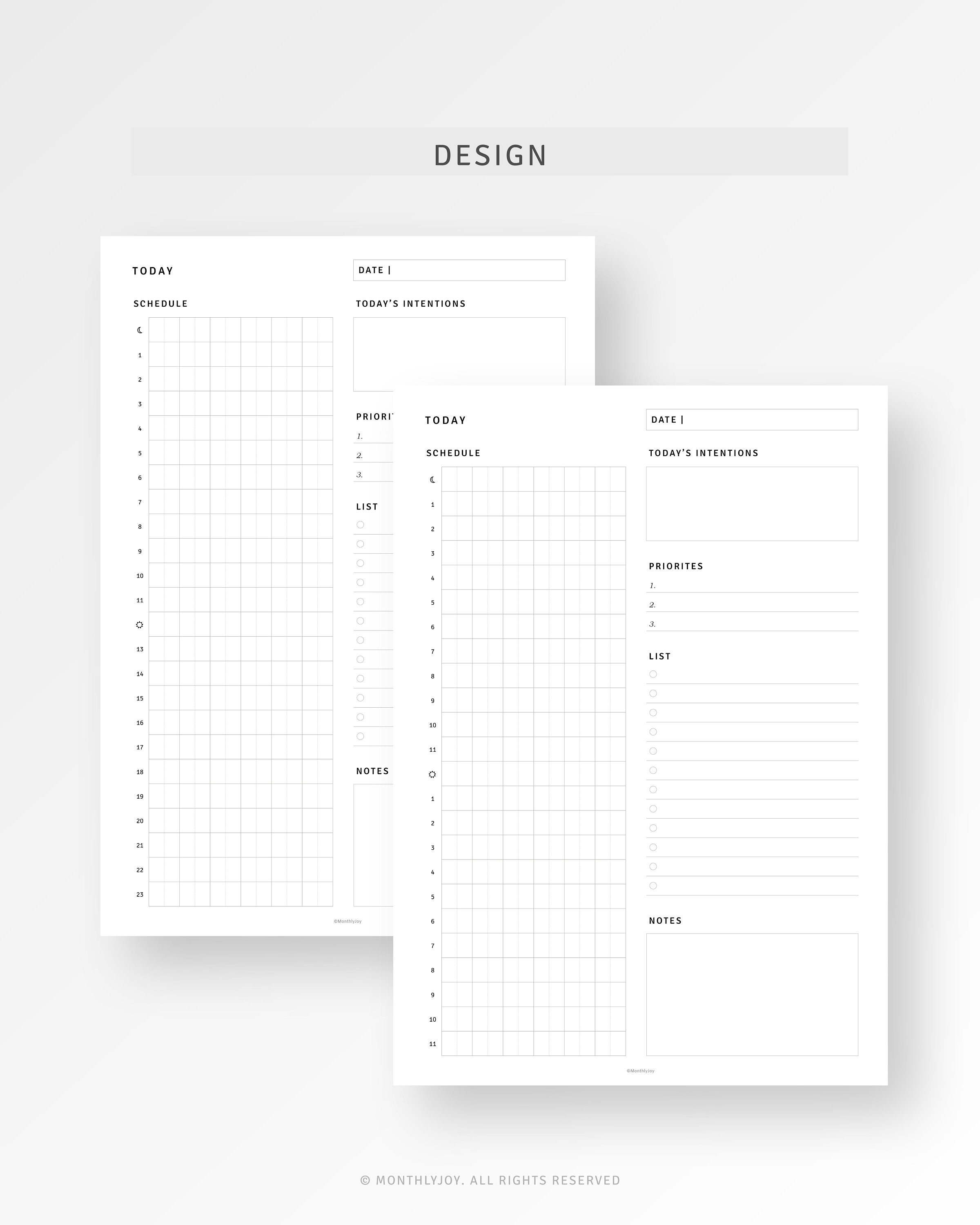 24 Hour Daily Hourly Planner Printable Time Management Template, Work ...