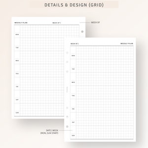 A5 Size, Week on One Page Printable Undated Weekly Planner PDF Template ...