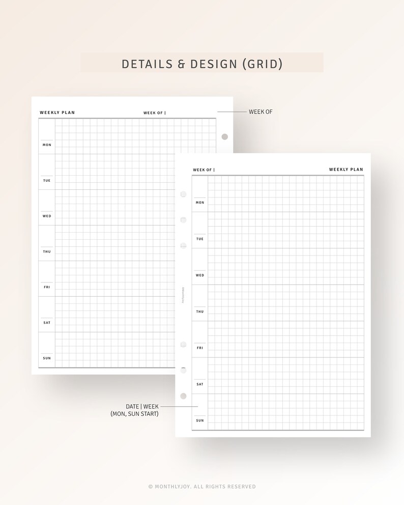 A5 Size Week on One Page Printable Weekly Planner PDF - Etsy