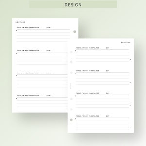 May include: A printable gratitude journal with a white background and black text. The journal has a section for writing down what you are most thankful for each day, along with a space for the date. The text "GRATITUDE" is at the top of the page.