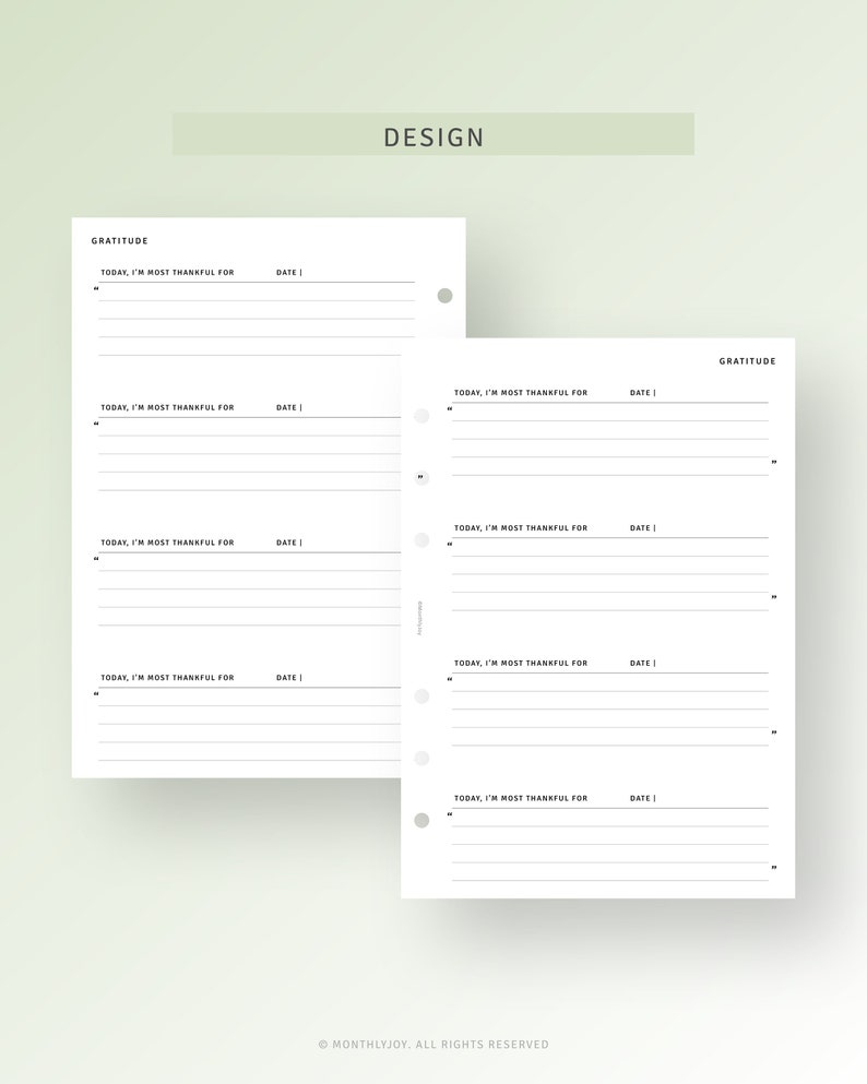 May include: A printable gratitude journal with a white background and black text. The journal has a section for writing down what you are most thankful for each day, along with a space for the date. The text "GRATITUDE" is at the top of the page.