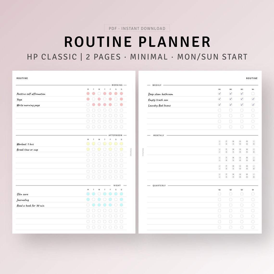 Routine Inerts Routine Planner Printable HP Classic Inserts, Morning Night Routine ...