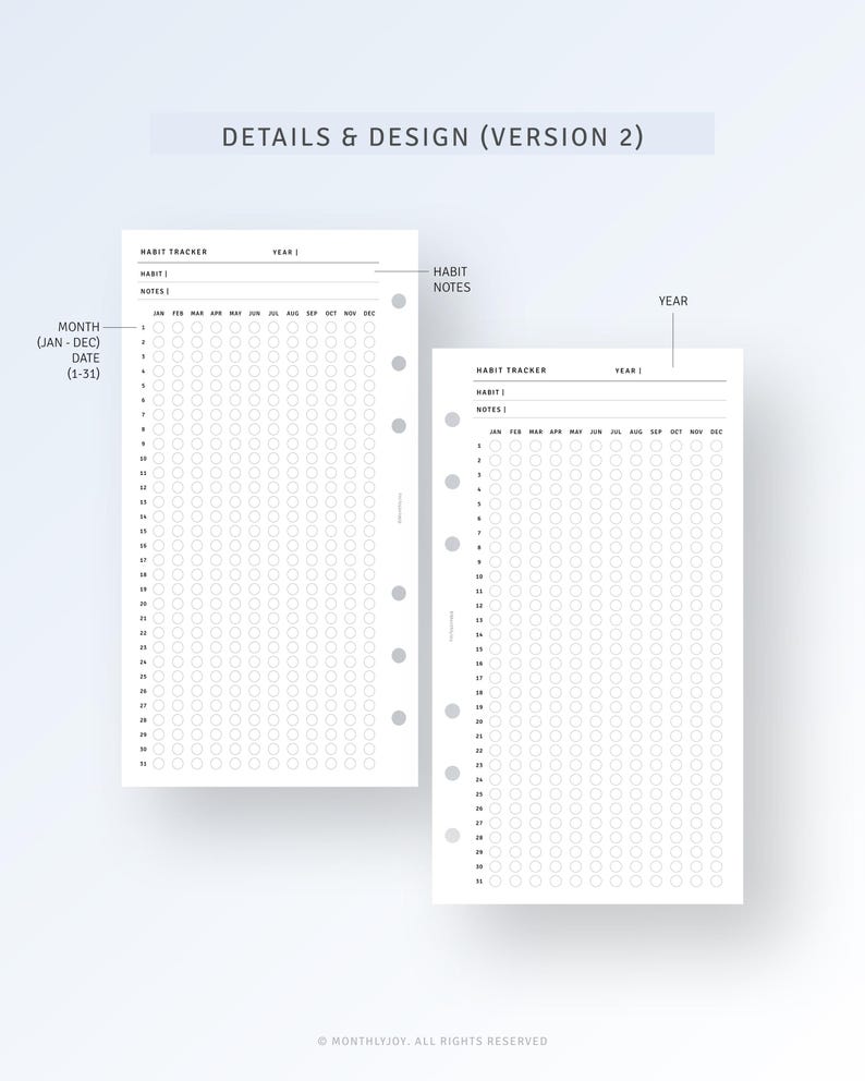 Yearly Tracker Printable Daily Routine Log Template, A Year in Pixel ...