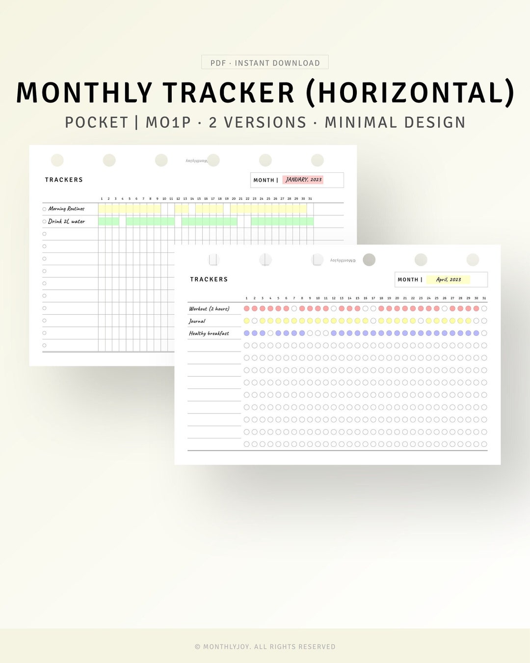 Habit Tracker Pocket Size Printable Inserts, Weekly Monthly Task Bills ...