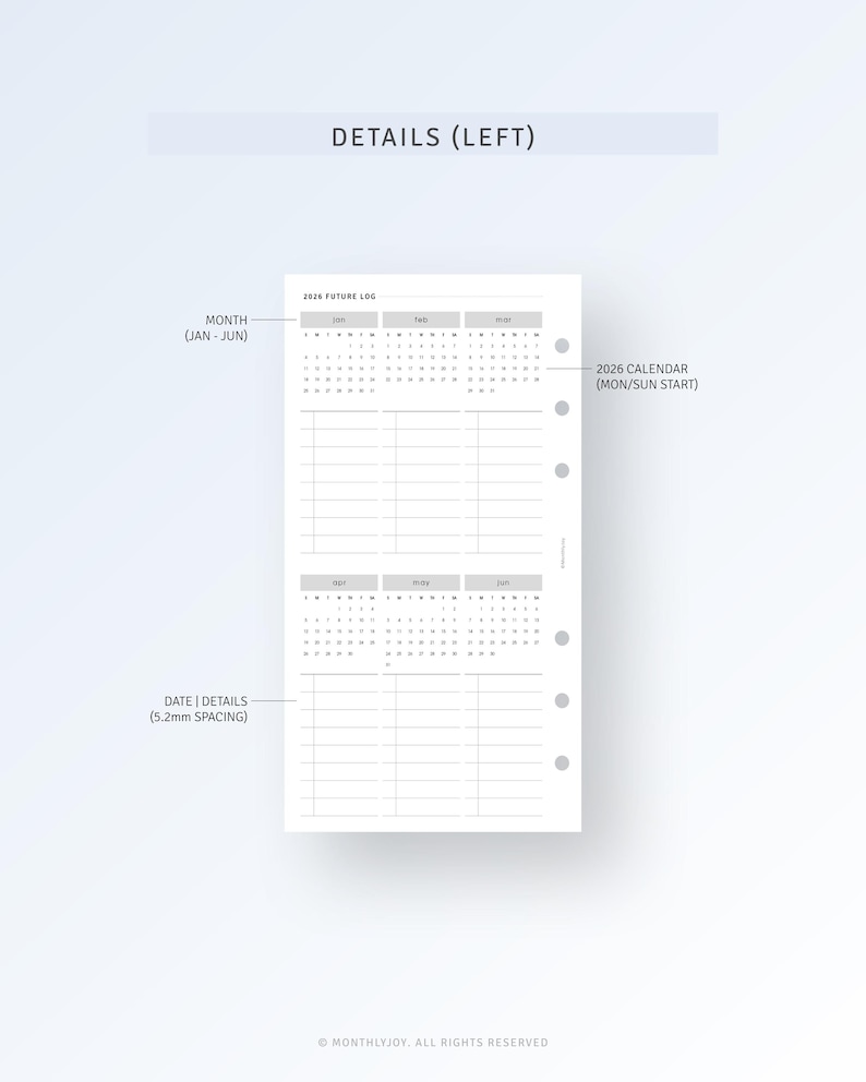 2026 Future Log Printable Personal Size Planner Inserts, Dated Year at ...