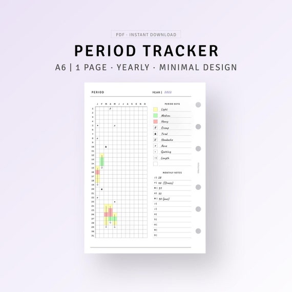 Period Tracker Printable A6 Inserts, Menstruation Log, Period Journal Calendar, Fertility Tracker, Ovulation Tracking, Period Cycle Length