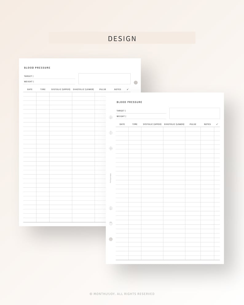 Blood Pressure Log Printable A5 Planner Inserts Daily Blood - Etsy