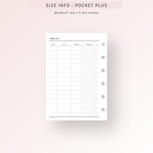 Pocket Plus, Reading Tracker Printable Inserts, Book Review Log Journal ...