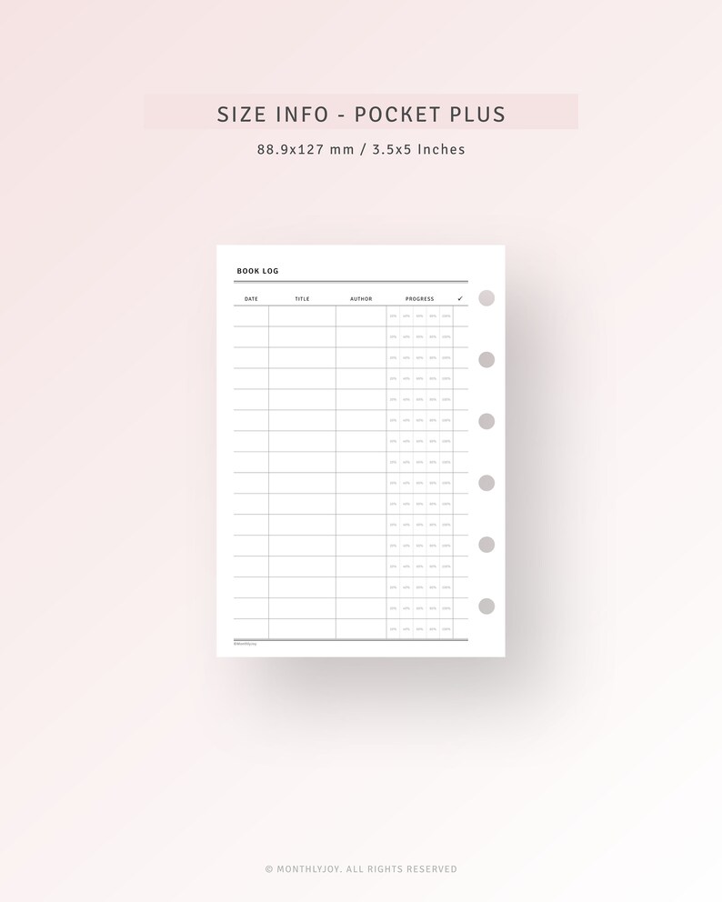 Pocket Plus Reading Tracker Printable Inserts Book Review - Etsy