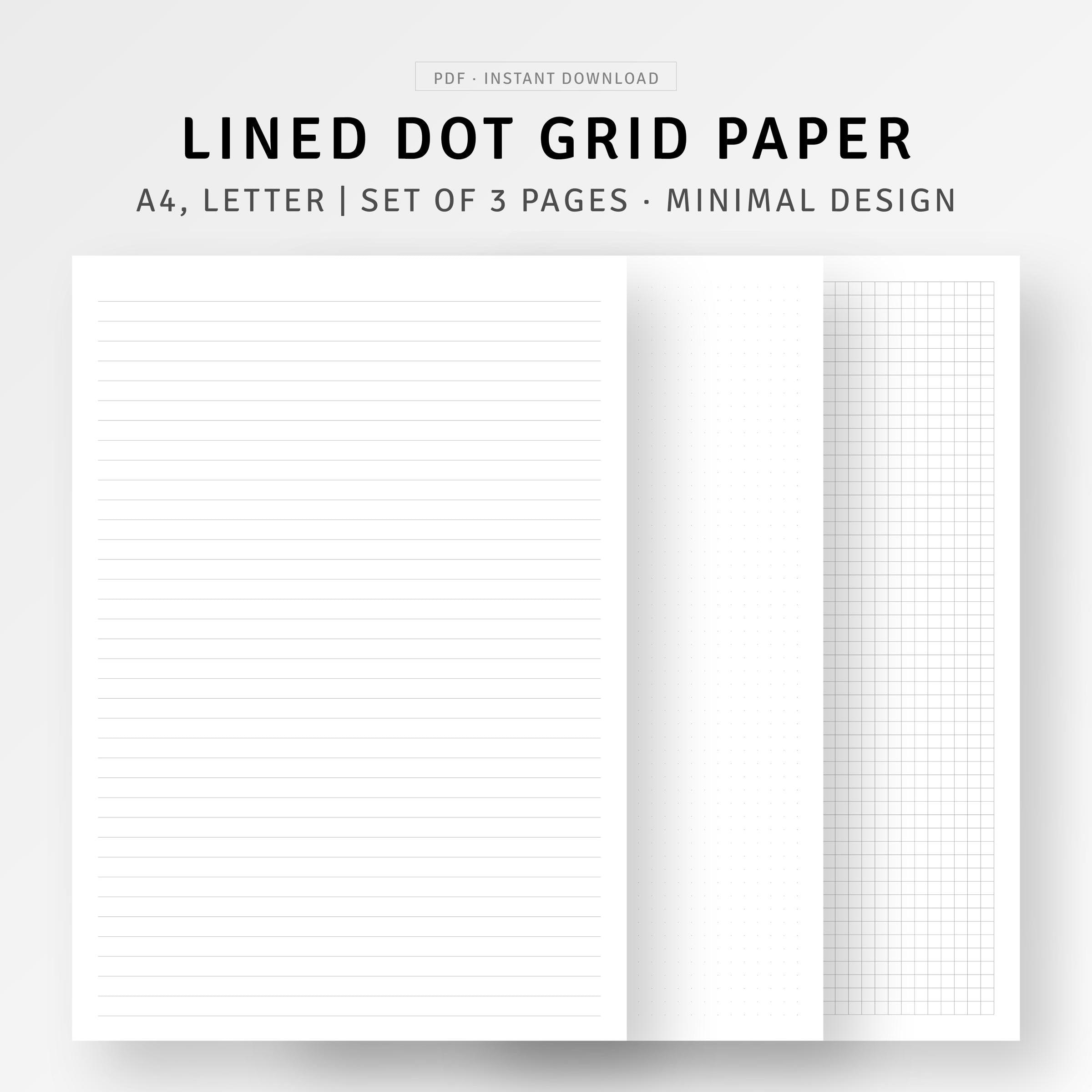 Notes Taking Template Printable A4/Letter size, Lined Dot Grid Paper, Study Lecture Notes, Brain Dump, Basic Writing Paper, Digital Download