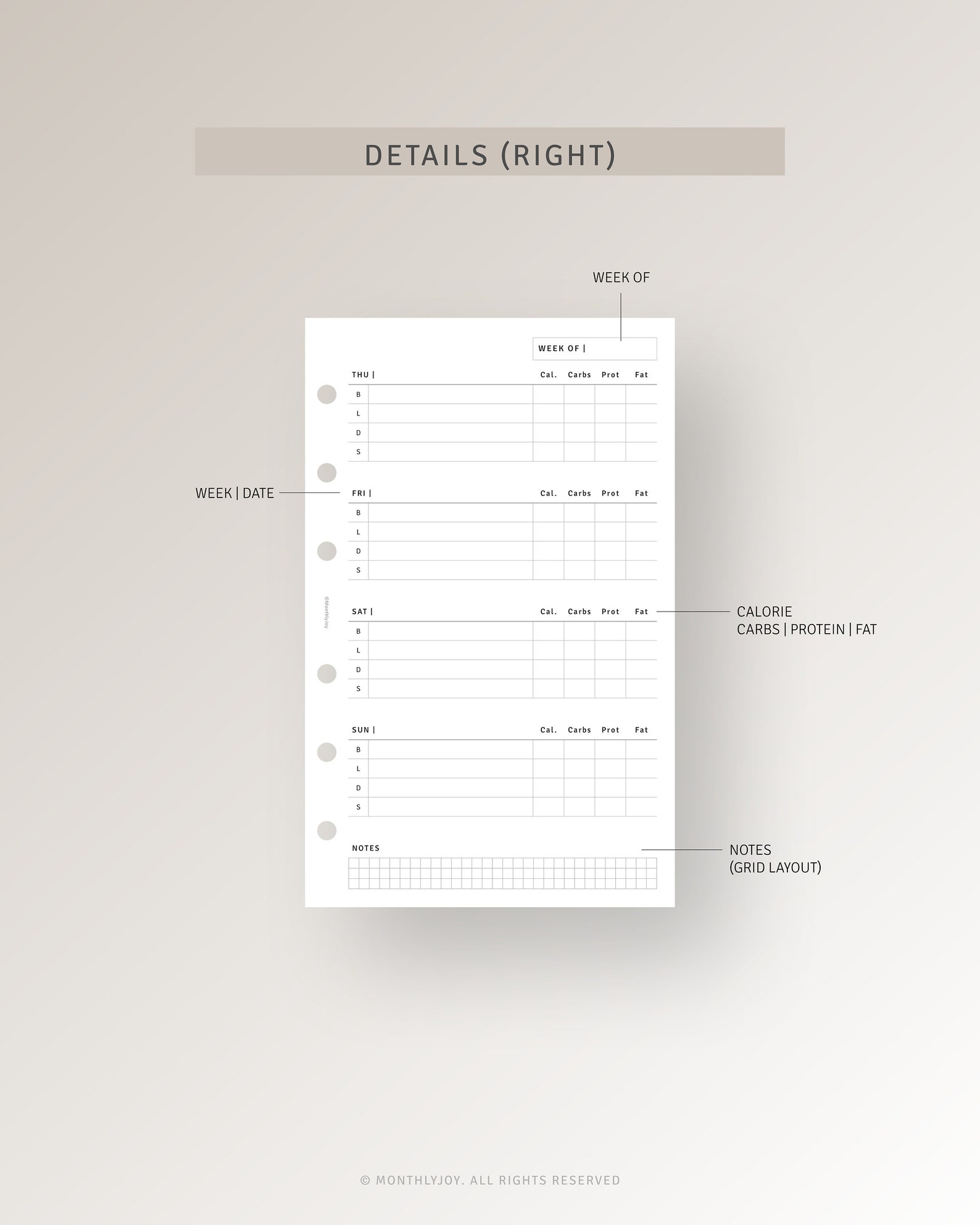 Calorie Tracker FC Compact Inserts Printable Weight Loss Tracker, Diet ...