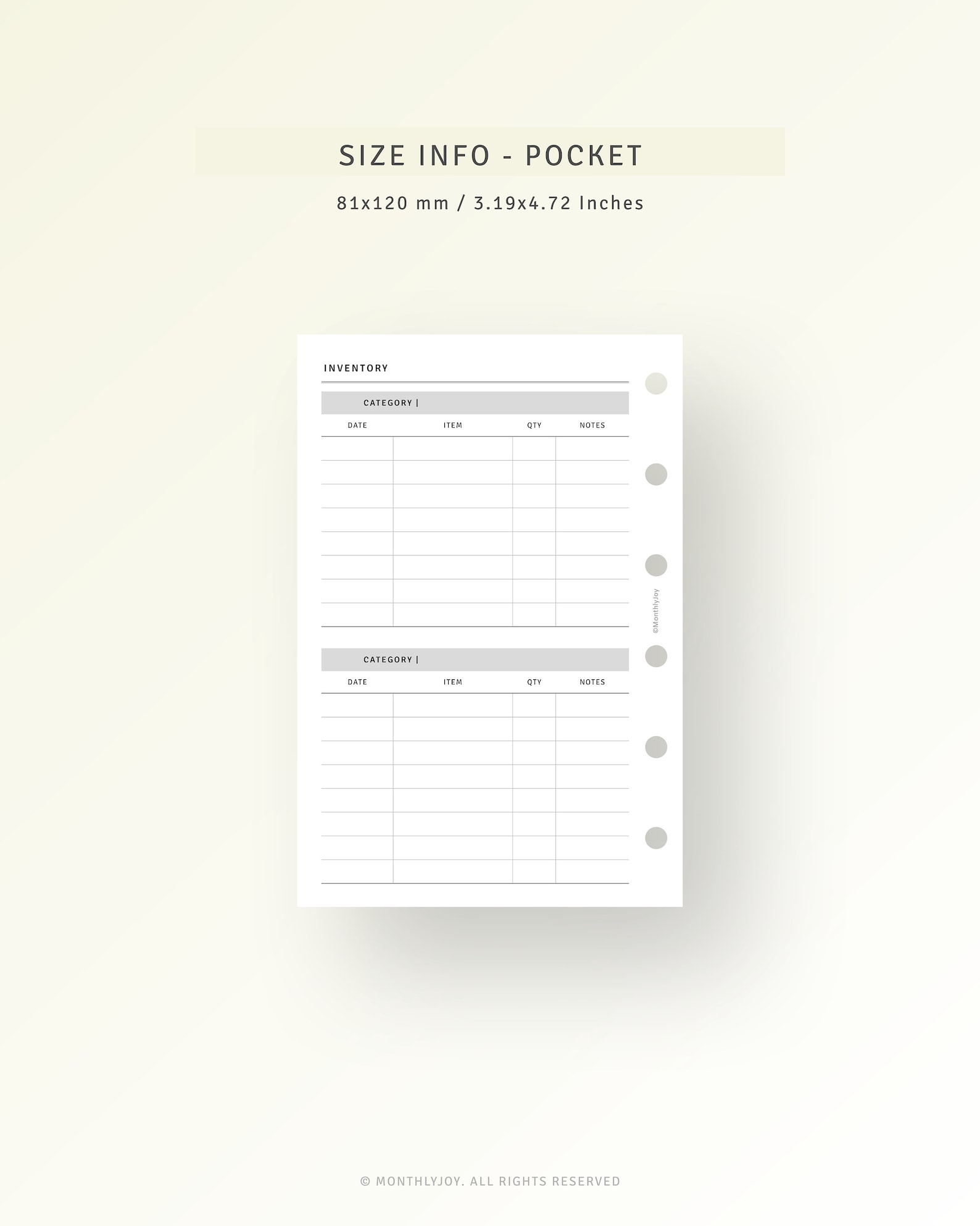 Smallwares Inventory.pdf Inventory Tracker Printable Pocket Size Inserts, Home Inventory ...
