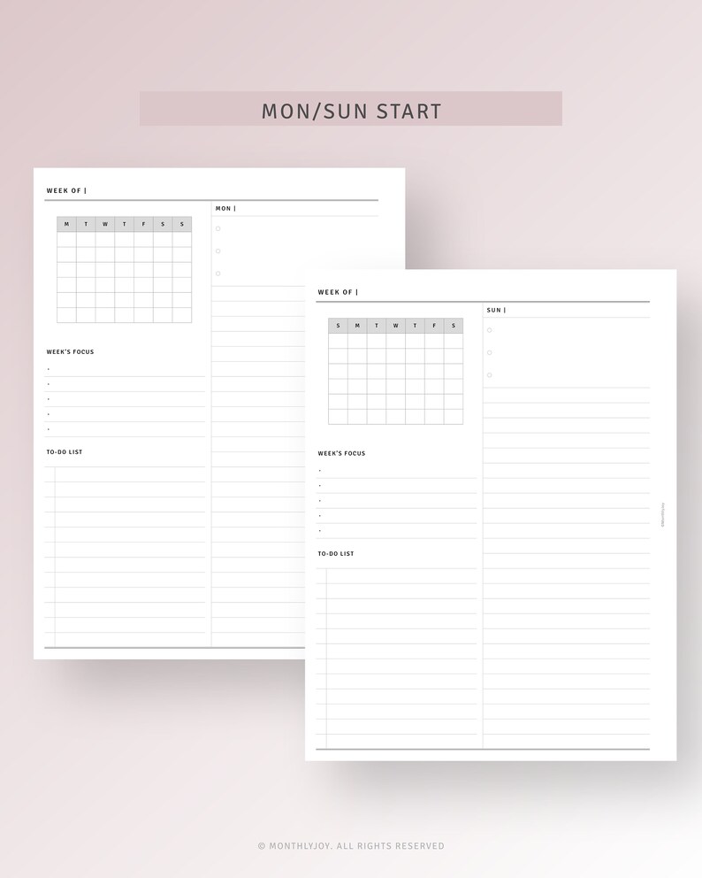 Week on 4 Pages Printable HP Classic Inserts, Undated Weekly Planner ...