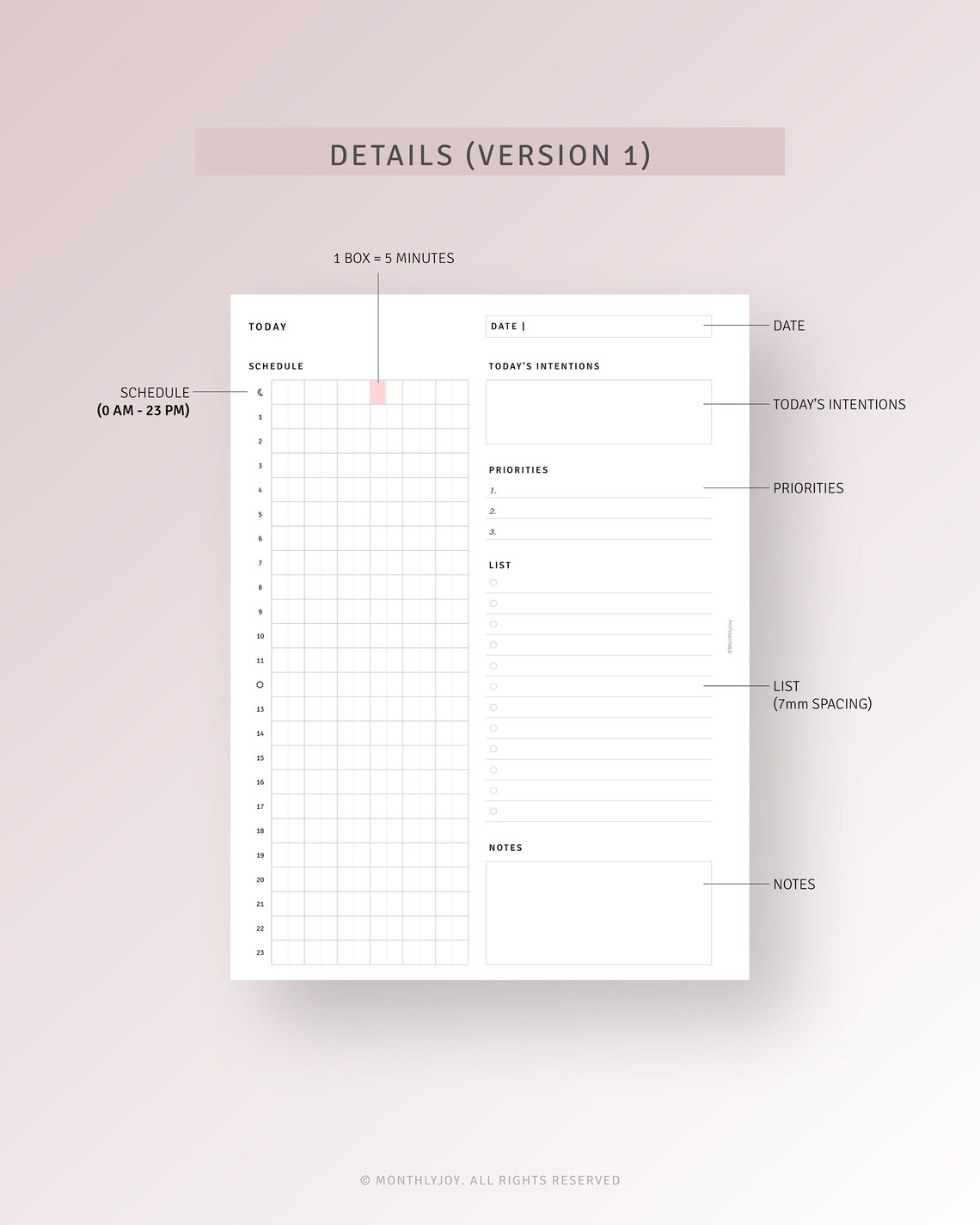 Time Insert Paper 24-hour Planner HP Classic Inserts Printable Time Blocking Template ...