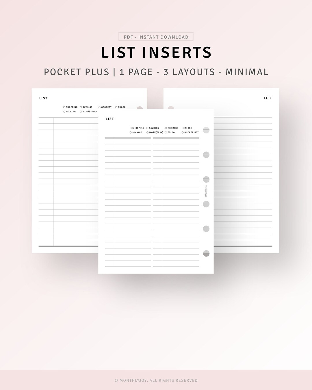 To Do List Printable Pocket Plus Inserts, Task List Template Worksheet ...