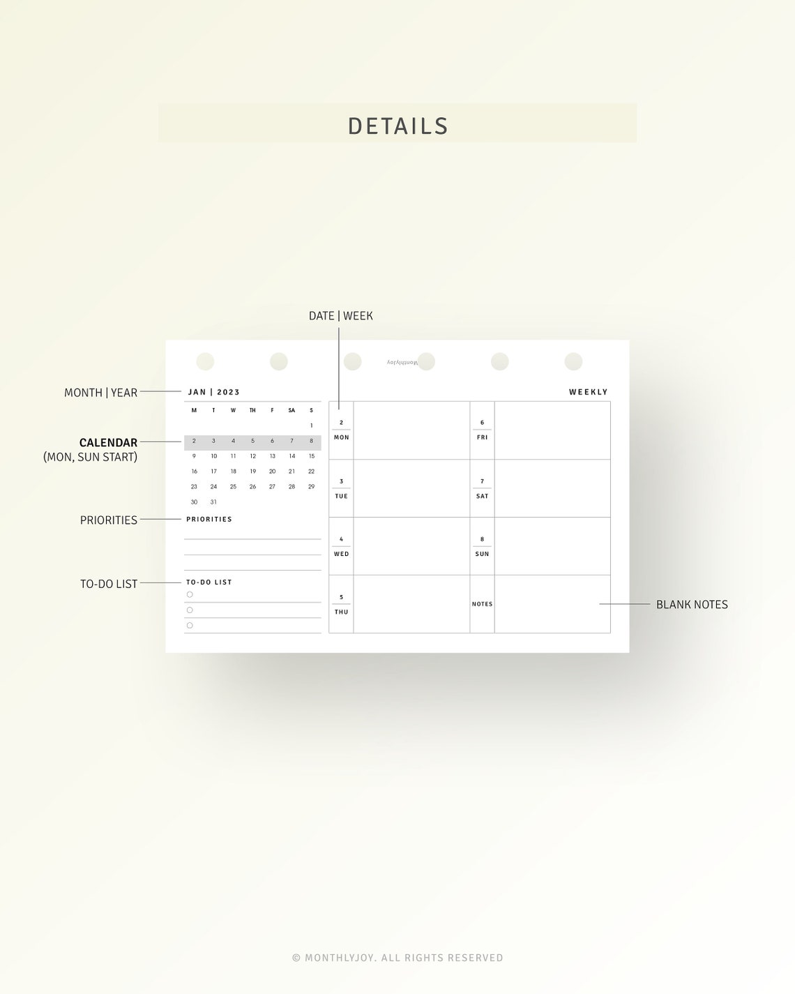 2023 Weekly Planner Pocket Size Inserts Printable Dated 2023 Etsy