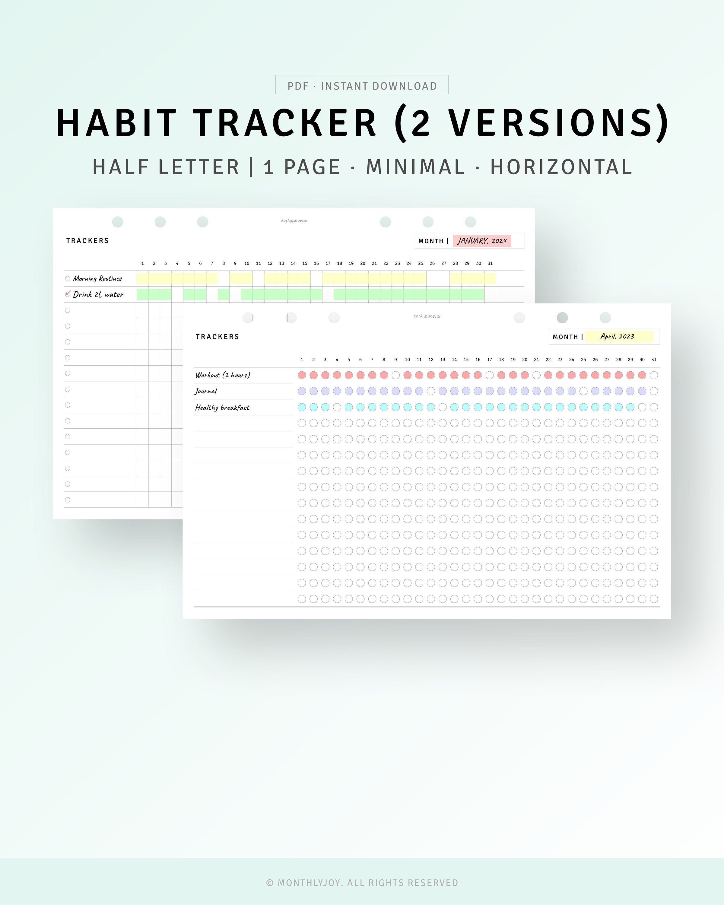 Daily Routine Tracker Printable Half-letter Inserts, Goal Tracker ...