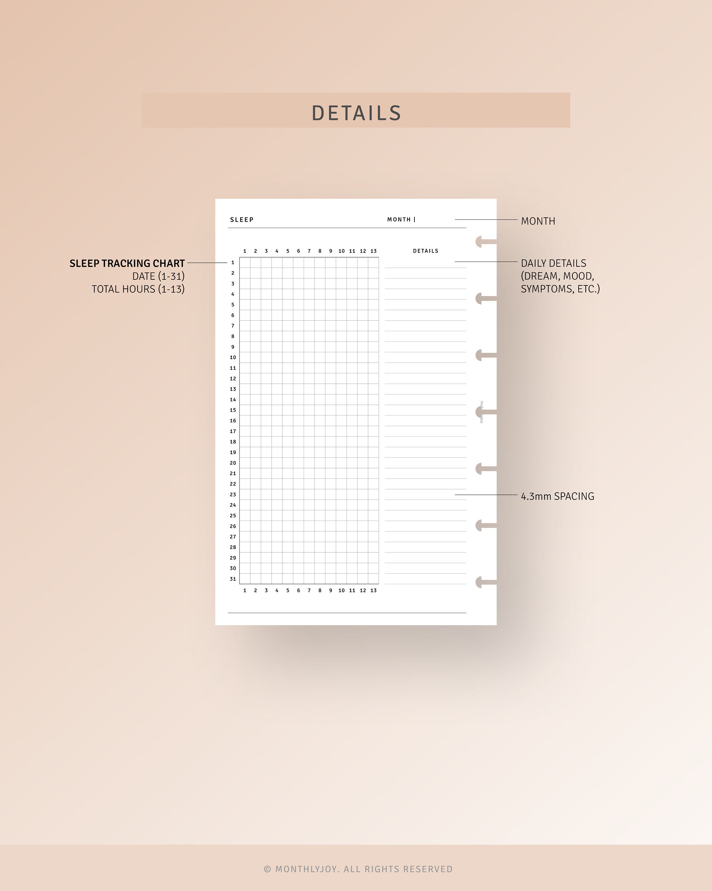 Sleep Tracker Printable Sleeping Log Chart, Monthly Sleep Cycle ...