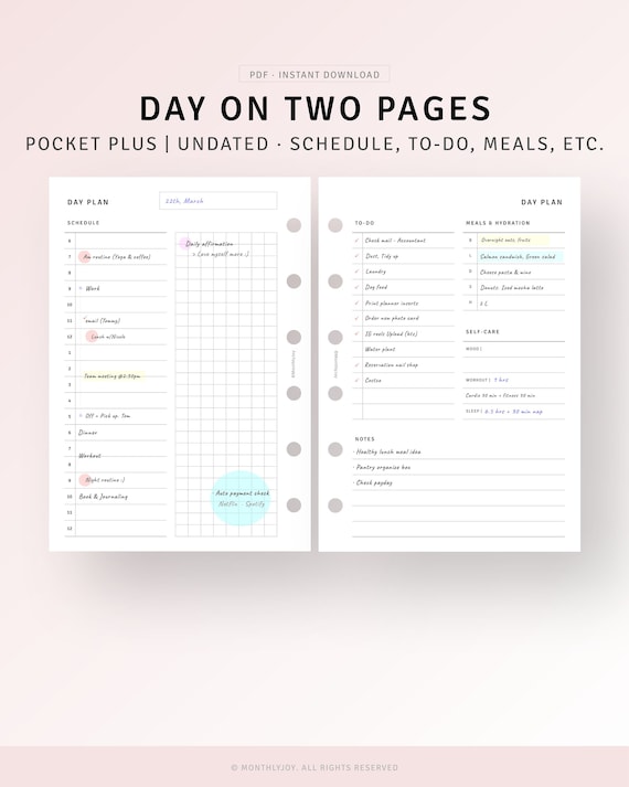 Daily Planner No. 6, Pocket Size Printable Daily Organizer, Agenda Diary  Template, 2 Days on 1 Page Journal Template 