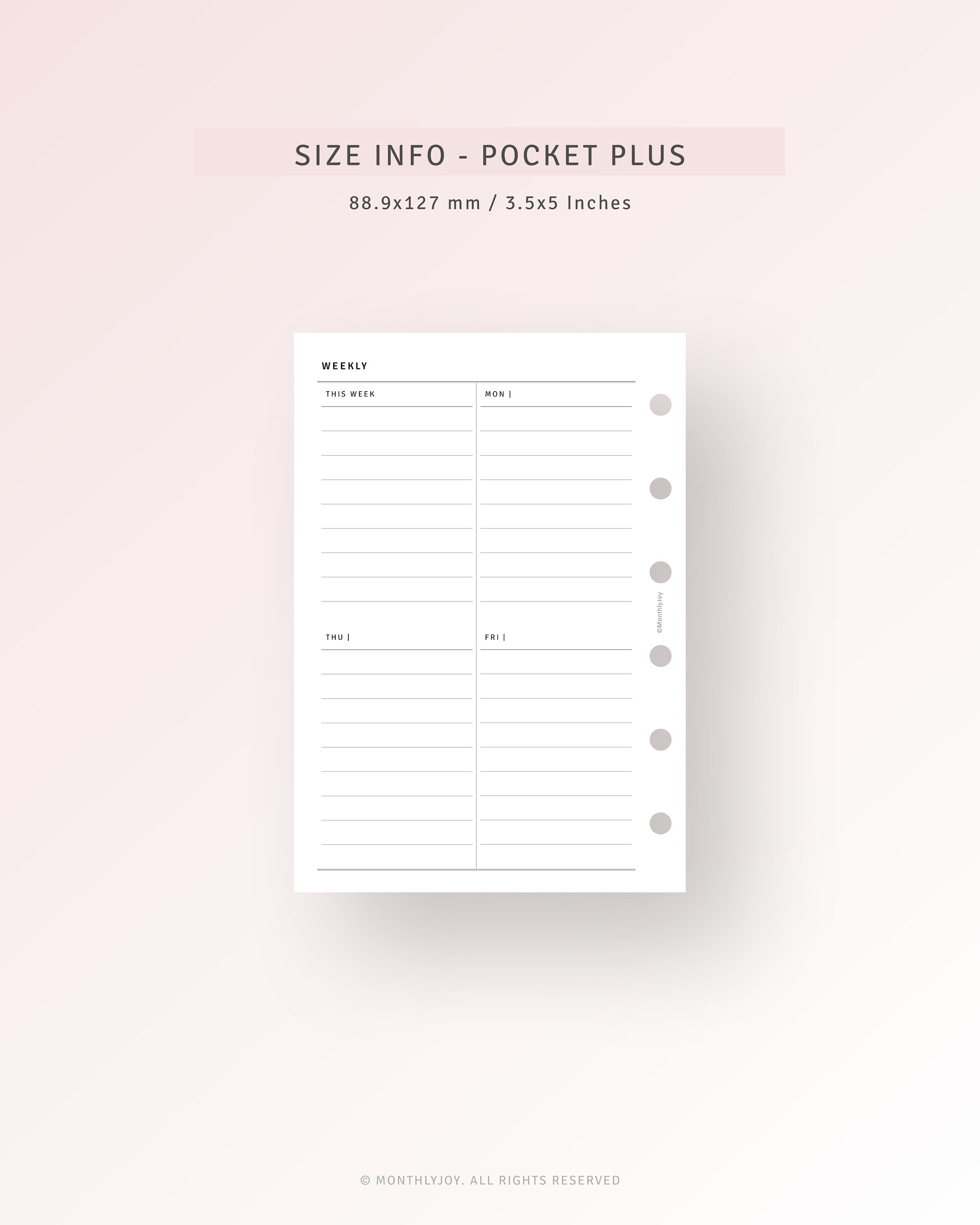Weekly Planner PDF Pocket Plus Inserts Printable Week on Two Pages ...