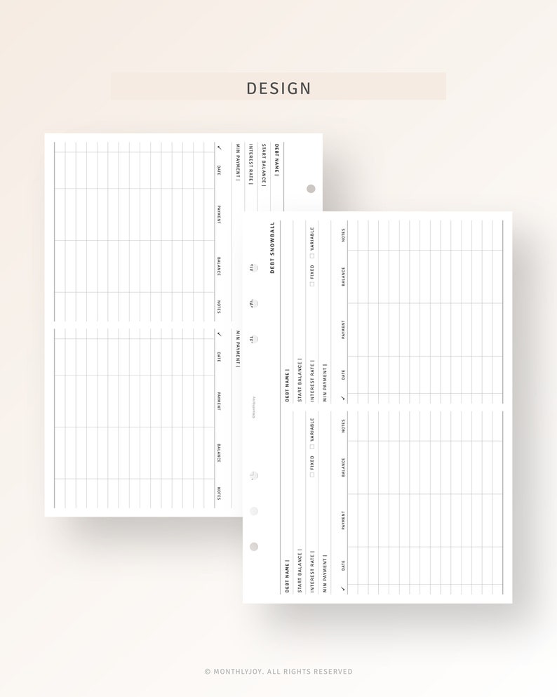 A5 Ring Debt Snowball Payment Tracker Printable Student Loan - Etsy
