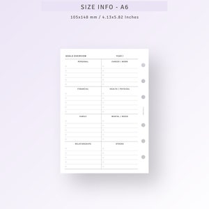 Goal Planner Printable A6 Ring Inserts, Life Goal Setting Template ...