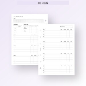 Calorie Tracker A6 Inserts Printable Food Diary Journal Template, Daily ...
