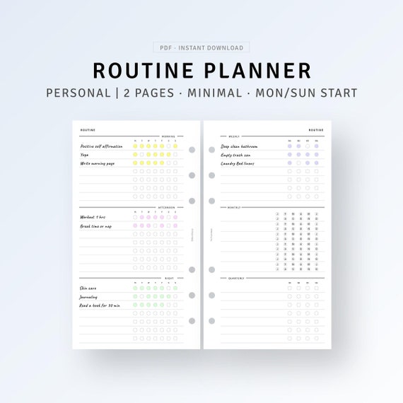 Personal Ring, Routine Planner Printable Morning Night Routine Tracker, Daily Rituals, Skin Care Routine Checklist, Habit Log Digital PDF