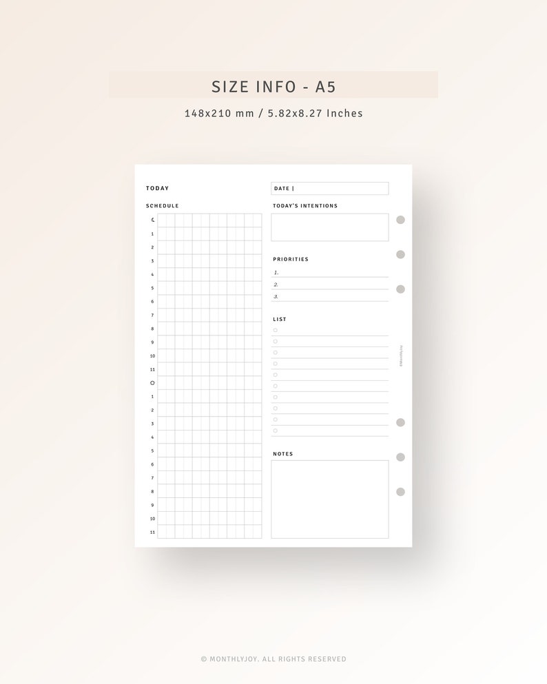 24 Hour Daily Planner Printable A5 Inserts, Military Time Planner, Time ...