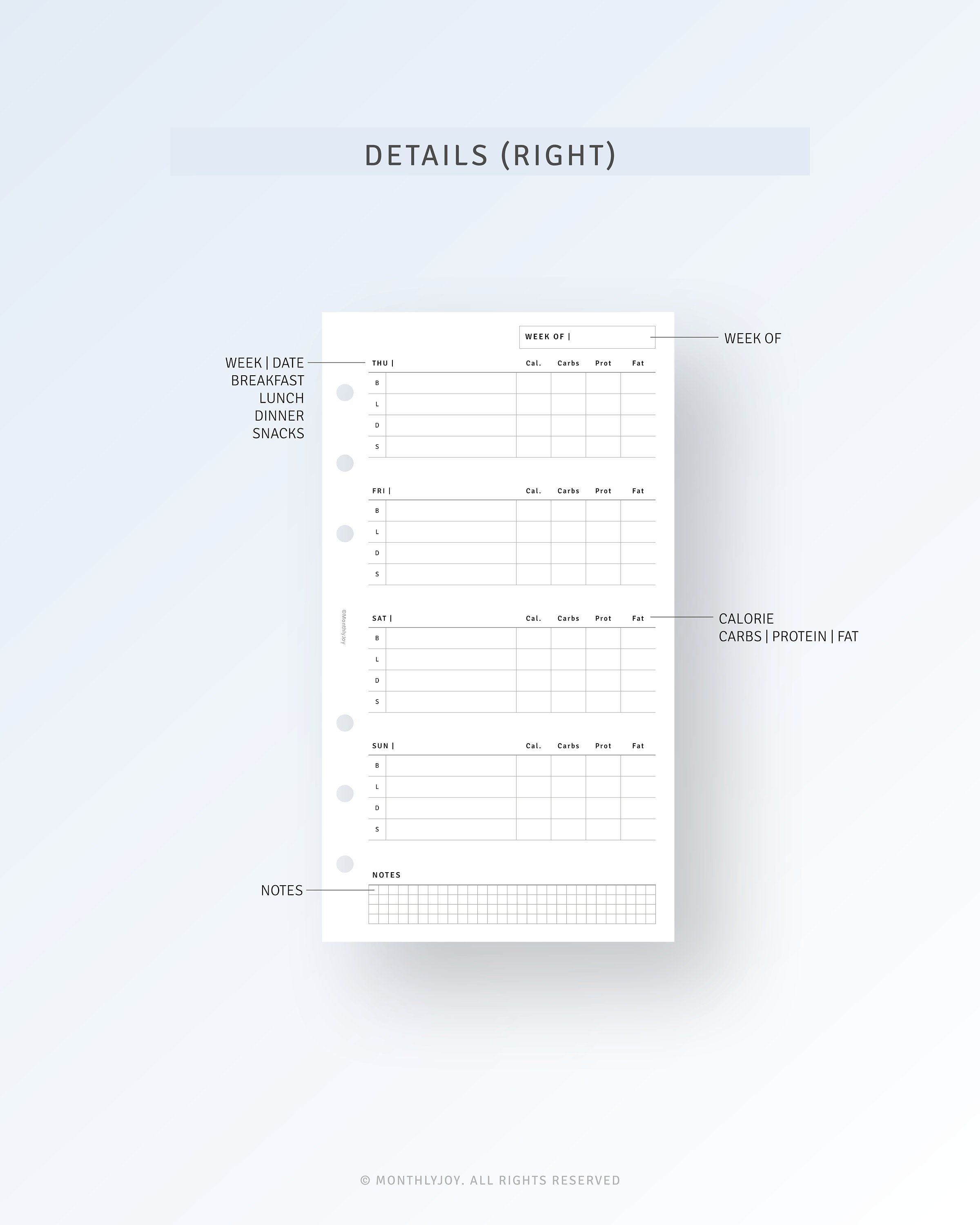 Personal, Calorie Tracker Printable Food Diary Journal Template, Daily ...