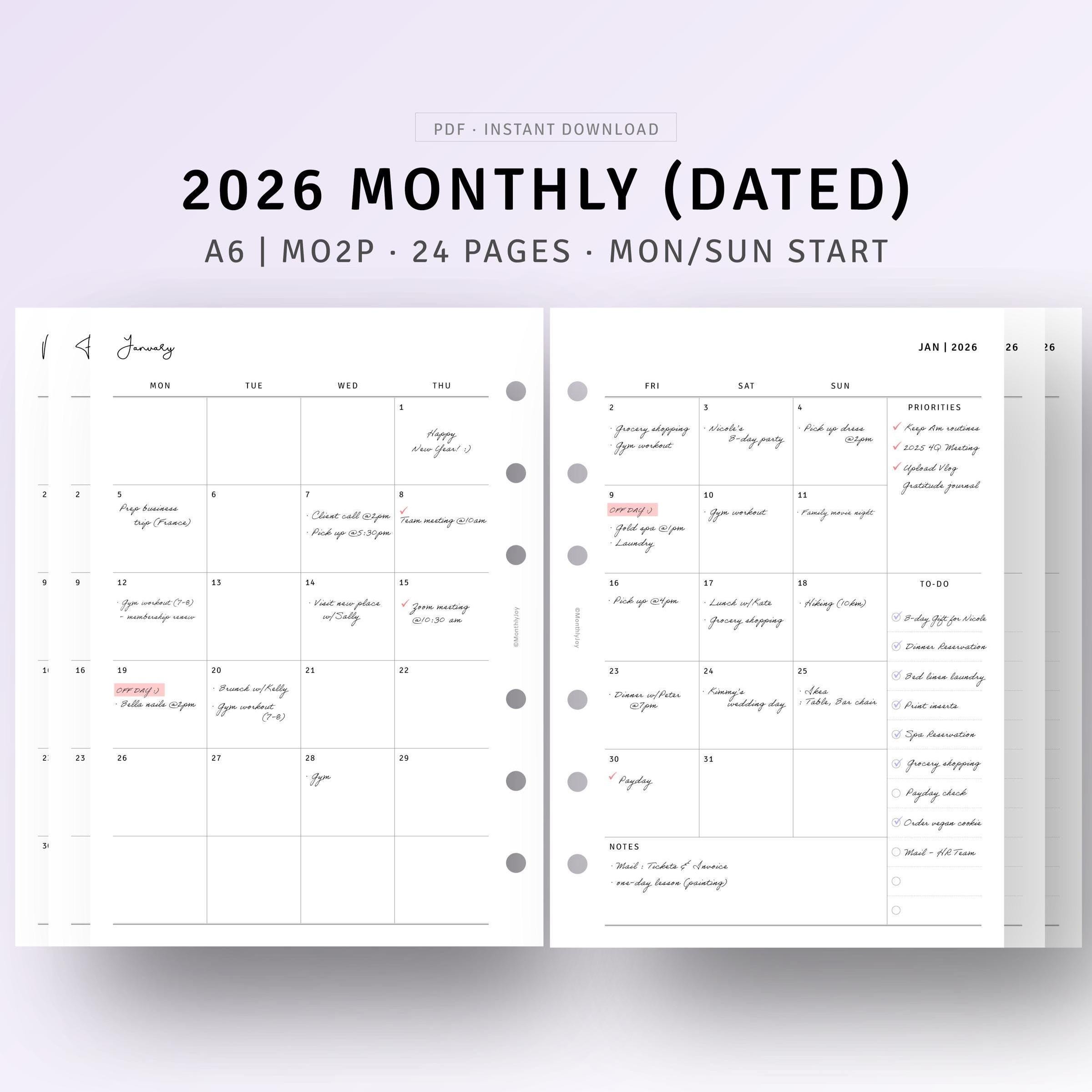 A6 Weekly Planner Refill 2026 - Etsy