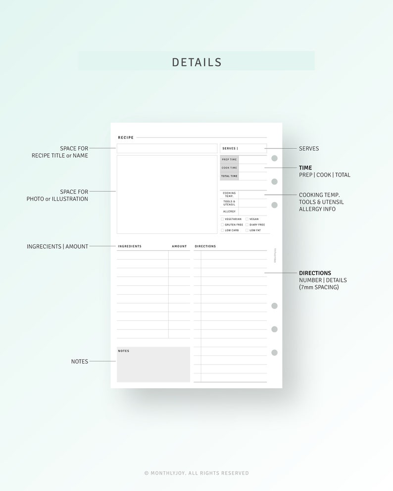 Recipe Planner Half Letter Printable Inserts Kitchen Recipe Etsy recipe-planner-half-letter-printable-inserts-kitchen-recipe-etsy