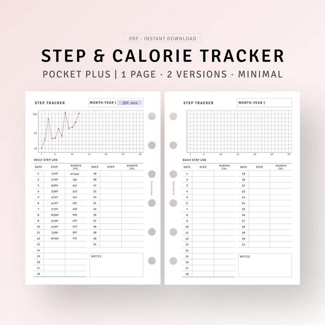 Walking Log Journal Printable Pocket Plus Inserts, Fitness Step Log ...