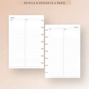 Week on 4 Pages Printable HP Mini Inserts, Undated Weekly Calendar ...