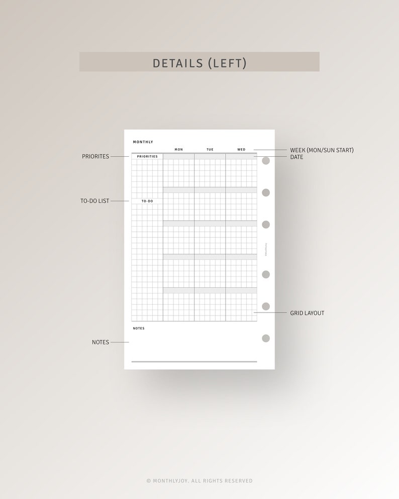 Printable Tue Undated Monthly Planner With Calendar FC Compact Printable Month on Two ...