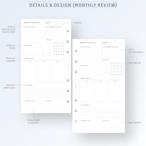 Weekly Reflection Daily Monthly Review Journal Printable Day Monthly ...
