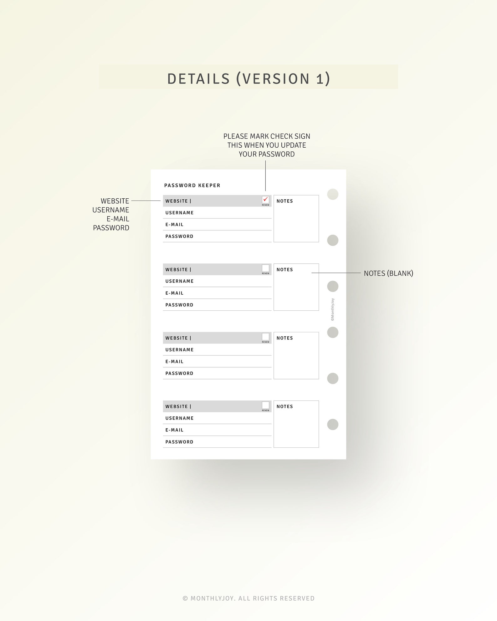 Password Tracker Printable Pocket Size Planner Inserts, Personal ...