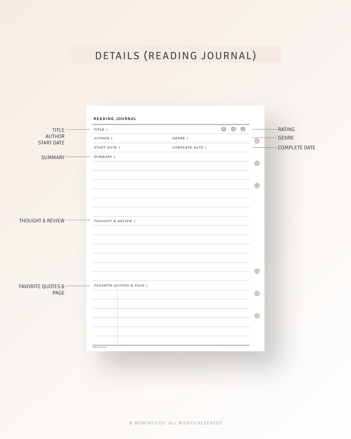 A5 Inserts Reading Journal Printable Book Log Reading Log | Etsy