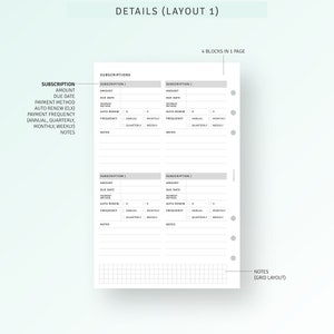 Sample Notes For Subscription Box Subscription Tracker Printable Half Size Inserts, Membership Checklist ...